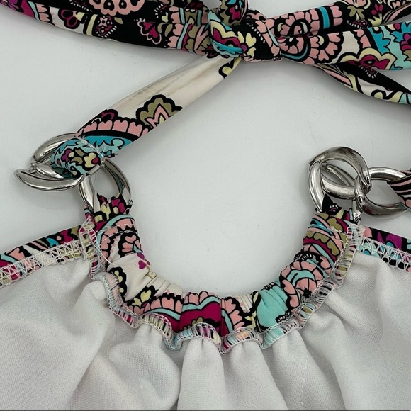 Love Your Assets Spanx One-Piece Swimsuit Halter Neck Chain Detail Paisley | M - Picture 5 of 9